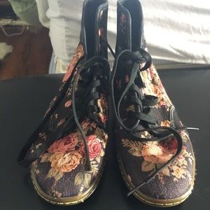Dr. Martens black floral high tops
